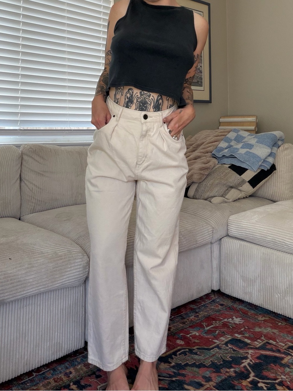 American Vintage cream High-Rise Straight Leg ankle length Jeans - 27